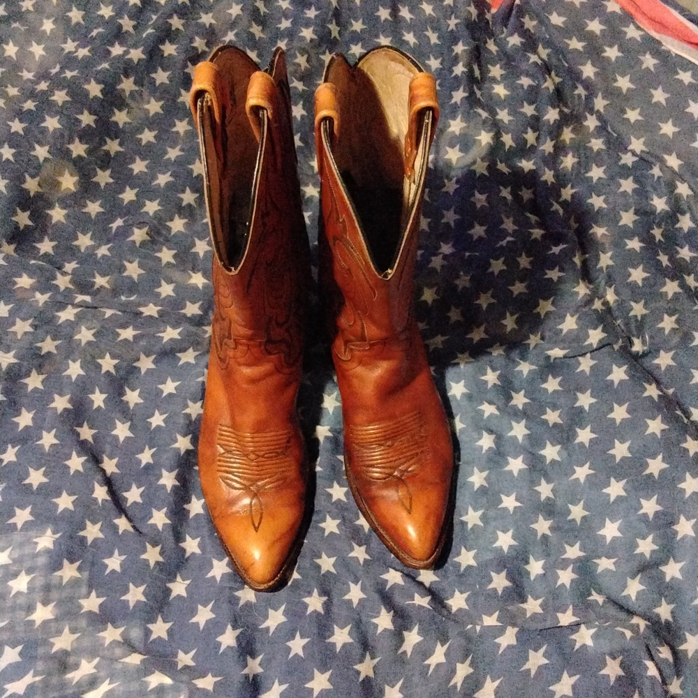 Dan Post Men’s Vintage(1988)Cherry Brown Leather Western Cowboy Boots Size 10 - Picture 2 of 8
